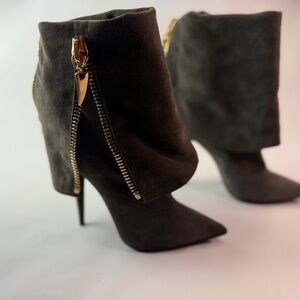 Giuseppe Zanotti Black Heeled Boots with Gold Zipper